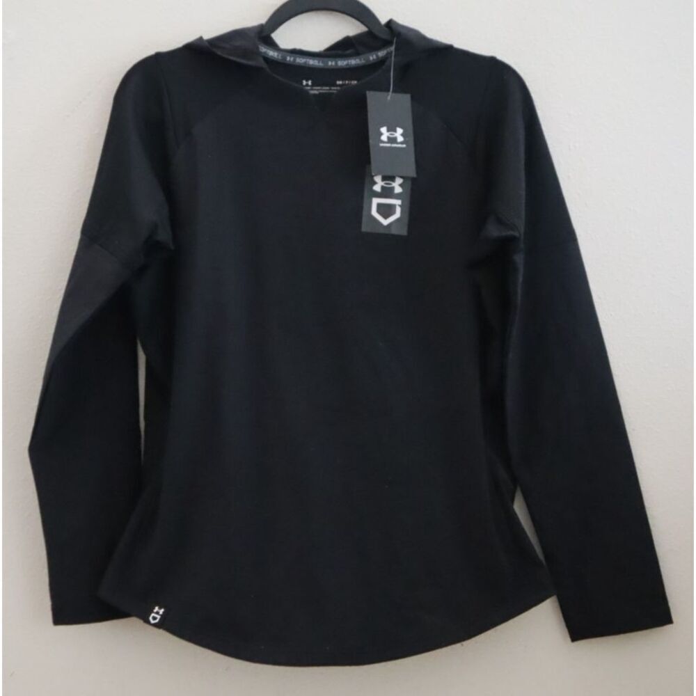 Under Armour 1374386-001 Women Sz S Black Hooded Loose Fit Softball Cage Jacket